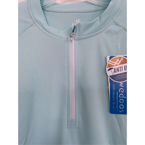 Evedoos Long Sleeve Blue 1/4 zip Workout Shirt Anti UV Sz Xl NWT - Picture 10 of 10
